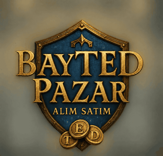 BayTED Pazar amblemi: kalkan, çapraz kılıçlar ve altın sikkeler